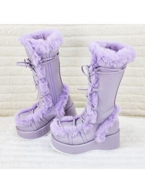 NIB Cubby 311 Stomper Lilac Purple Platform Pastel Goth Punk Calf Knee Boots